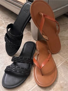 *set of 2* braided sandals. Gap sandals. Universal thread sandals. Black. Brown.